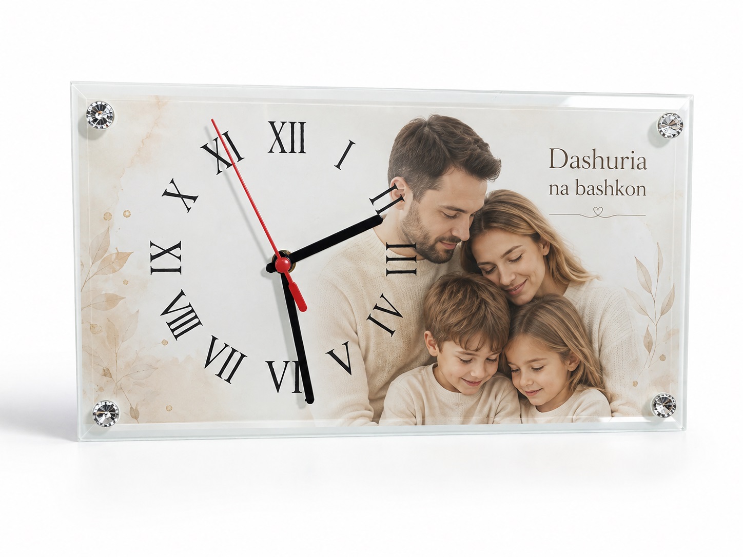 Orë Xhami Drejtkëndëshe e Personalizuar, 30 × 16 cm – foto 2
