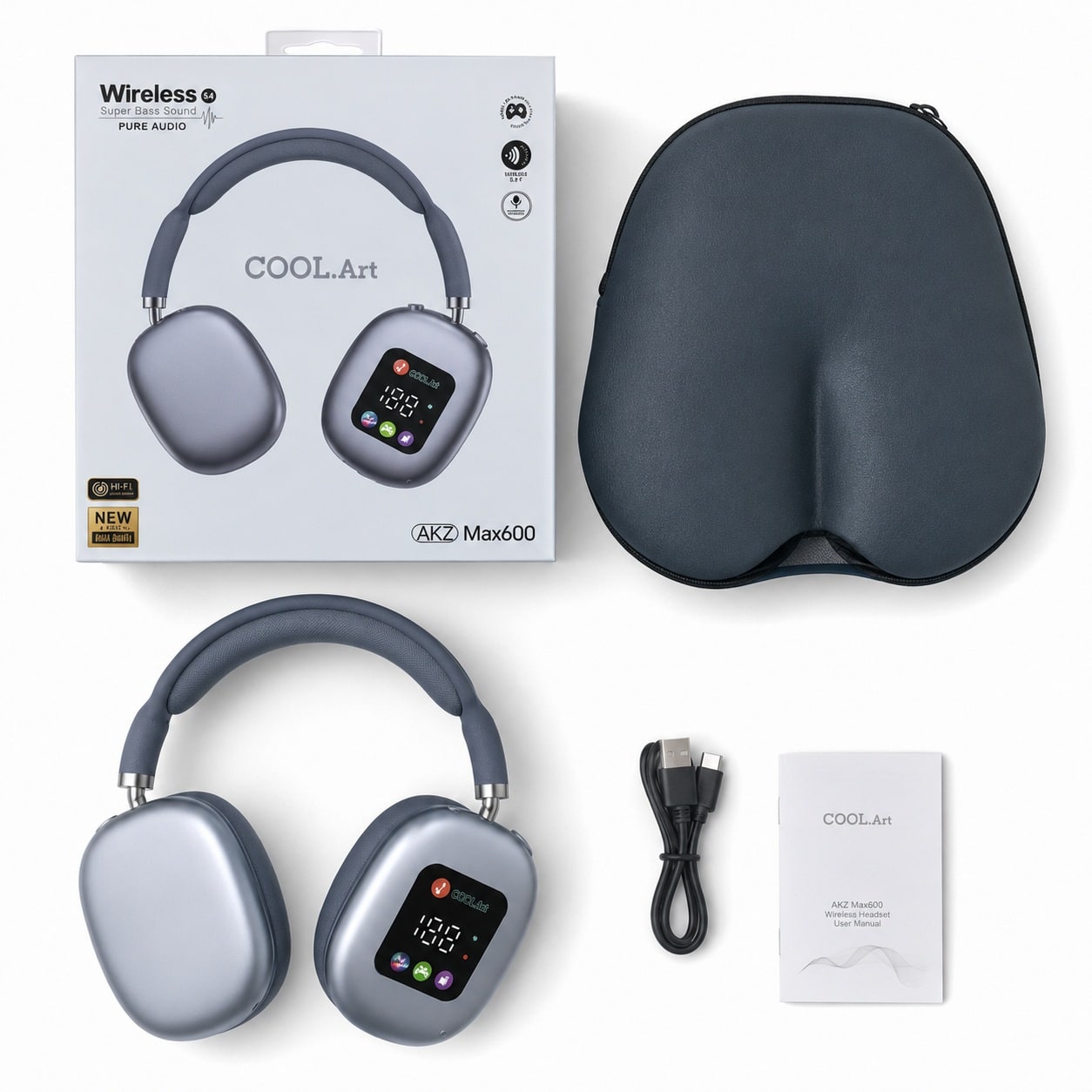 Kufje Wireless COOL.Art AKZ Max600 – Over-Ear, Super Bass Sound, me Kabllo Karikimi - foto 2