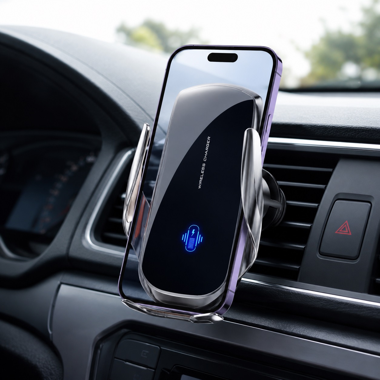 Mbajtëse Telefoni për Makinë T1 me Karikim Wireless 15W dhe Rrotullim 360° – foto 4