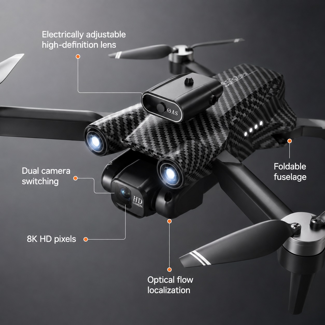 Mini Dron i Palosshëm A13 me Kamera të Dyfishtë të Deklaruar 8K, Shmangie Pengesash, Optical Flow dhe Telekomandë – foto 3