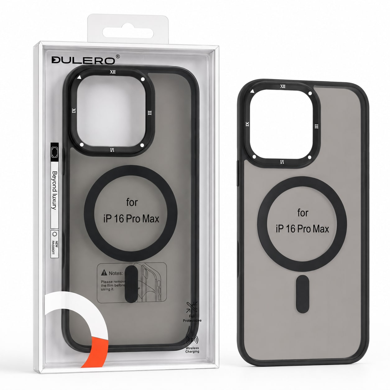 Mbrojtese - case DULERO për iPhone 16 Pro Max – Magnetic Ring për Wireless Charging, Mbrojtje Kamerash dhe Dizajn Smoky Transparent - foto 2