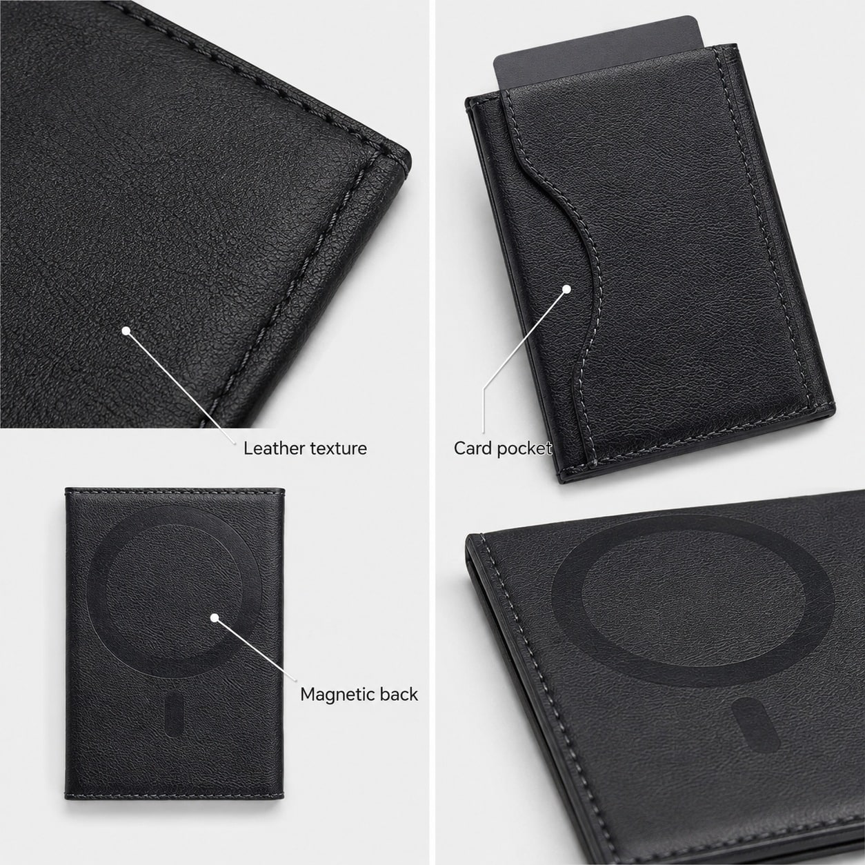 Kuletë Magnetike për Telefon – Card Holder MagSafe-Style, Mbajtëse Kartelash me Dizajn Premium – Black - foto 3