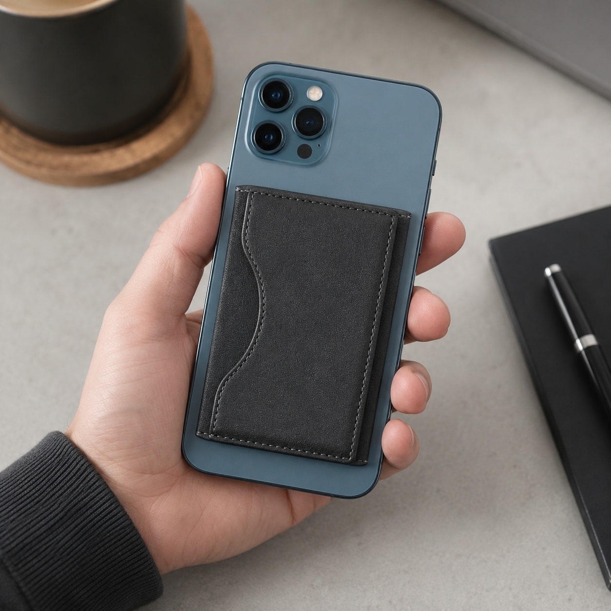 Kuletë Magnetike për Telefon – Card Holder MagSafe-Style, Mbajtëse Kartelash me Dizajn Premium – Black - foto 4