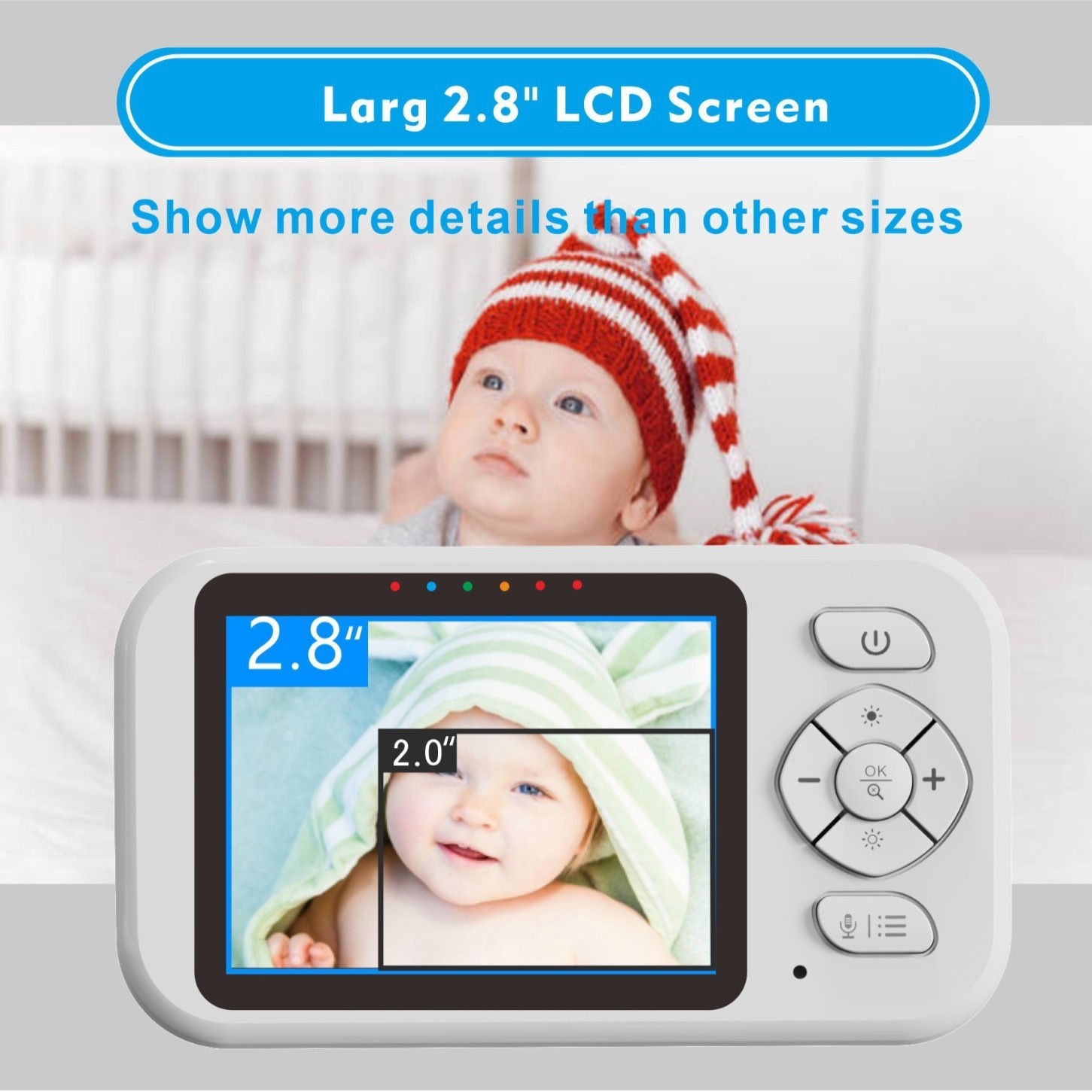 Monitor Video për Foshnje me Ekran LCD 2.8″, Night Vision, Audio Dy-Drejtimëshe, VOX, Temperaturë dhe Zoom 4× – foto 3