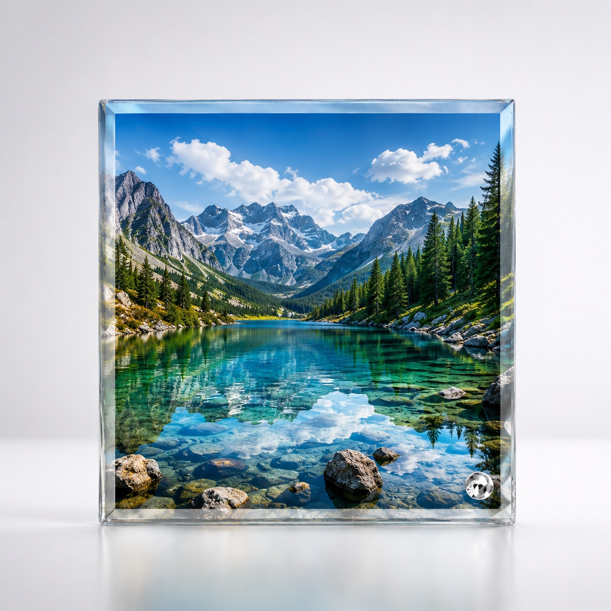 Pllakë Xhami e Personalizuar, Formë Katrore, 20x20 cm