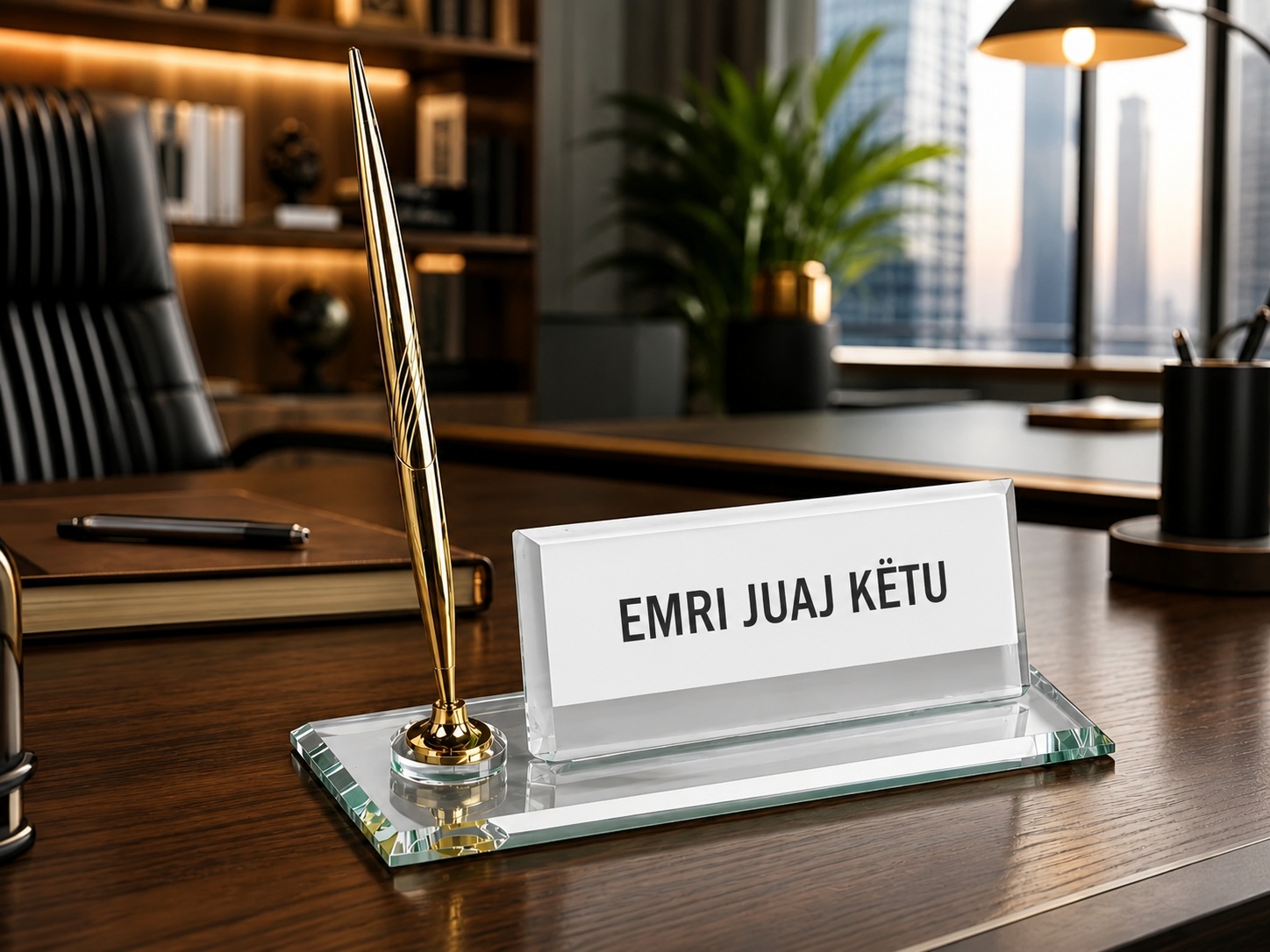 Set Zyrtar prej Xhami me Mbajtëse Stilolapsi dhe Emër të Personalizuar