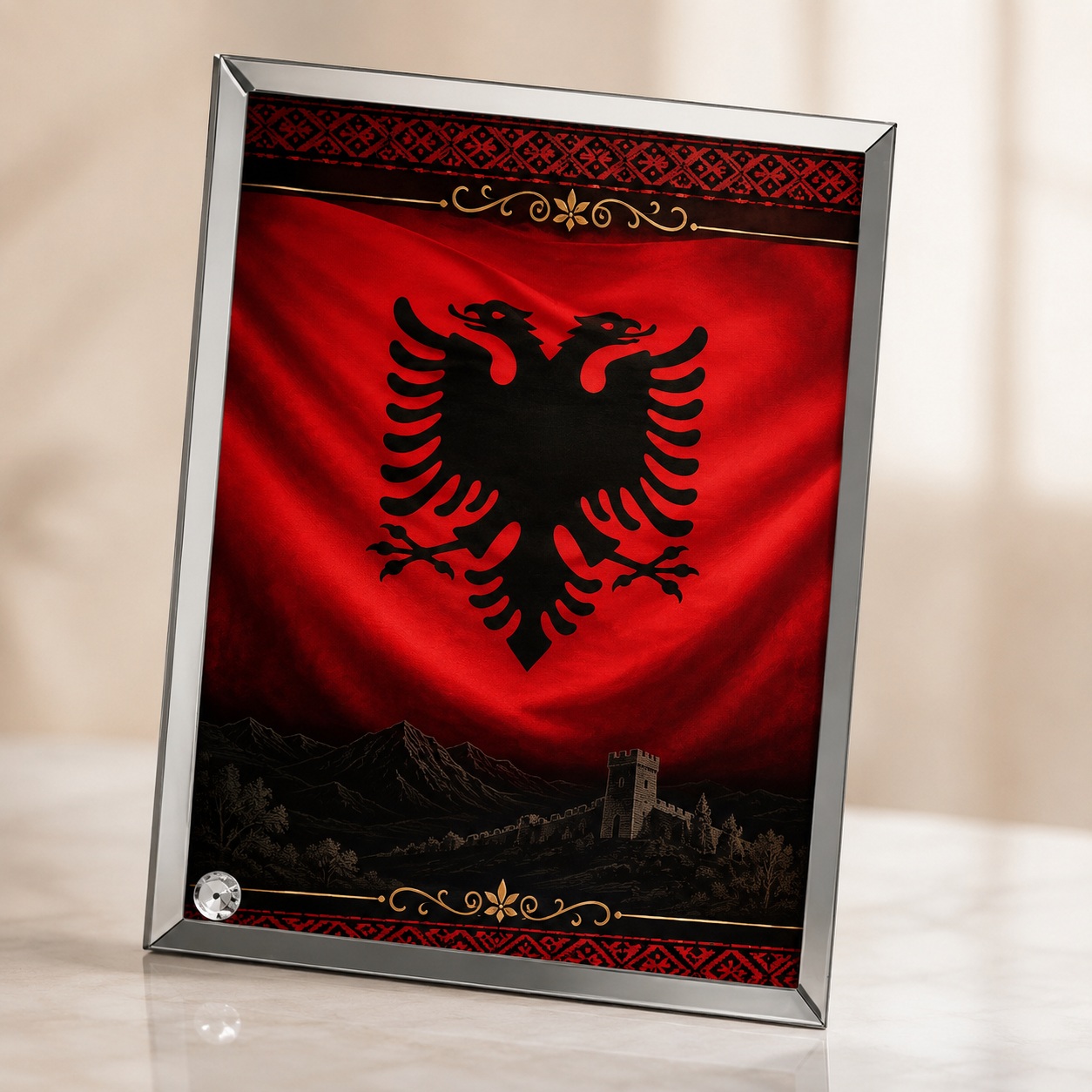 Pllakë Foto (Xham/Akrilik) e Personalizuar me Mbështetëse, 12x23 cm