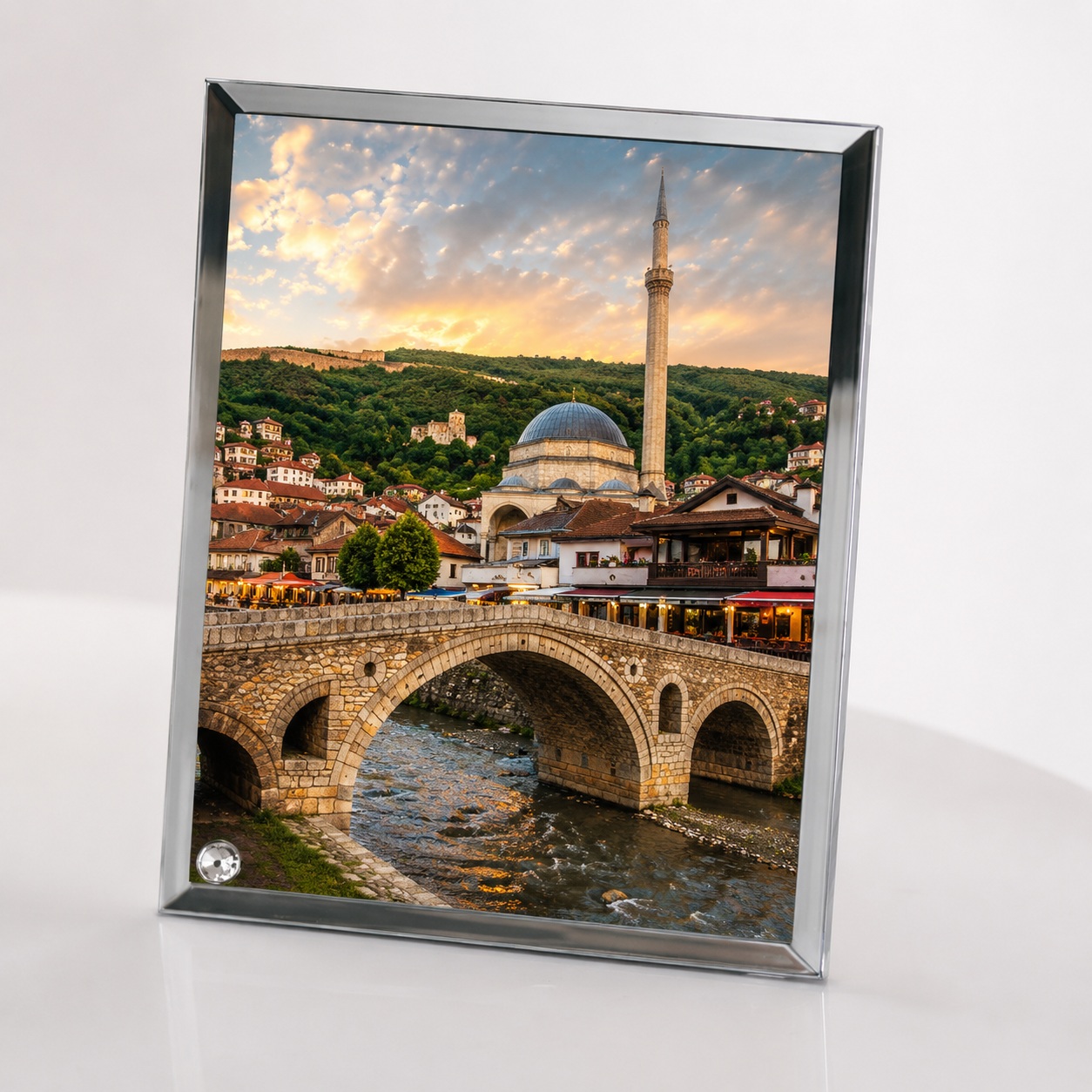 Pllakë Foto (Xham/Akrilik) e Personalizuar me Mbështetëse, 12x23 cm