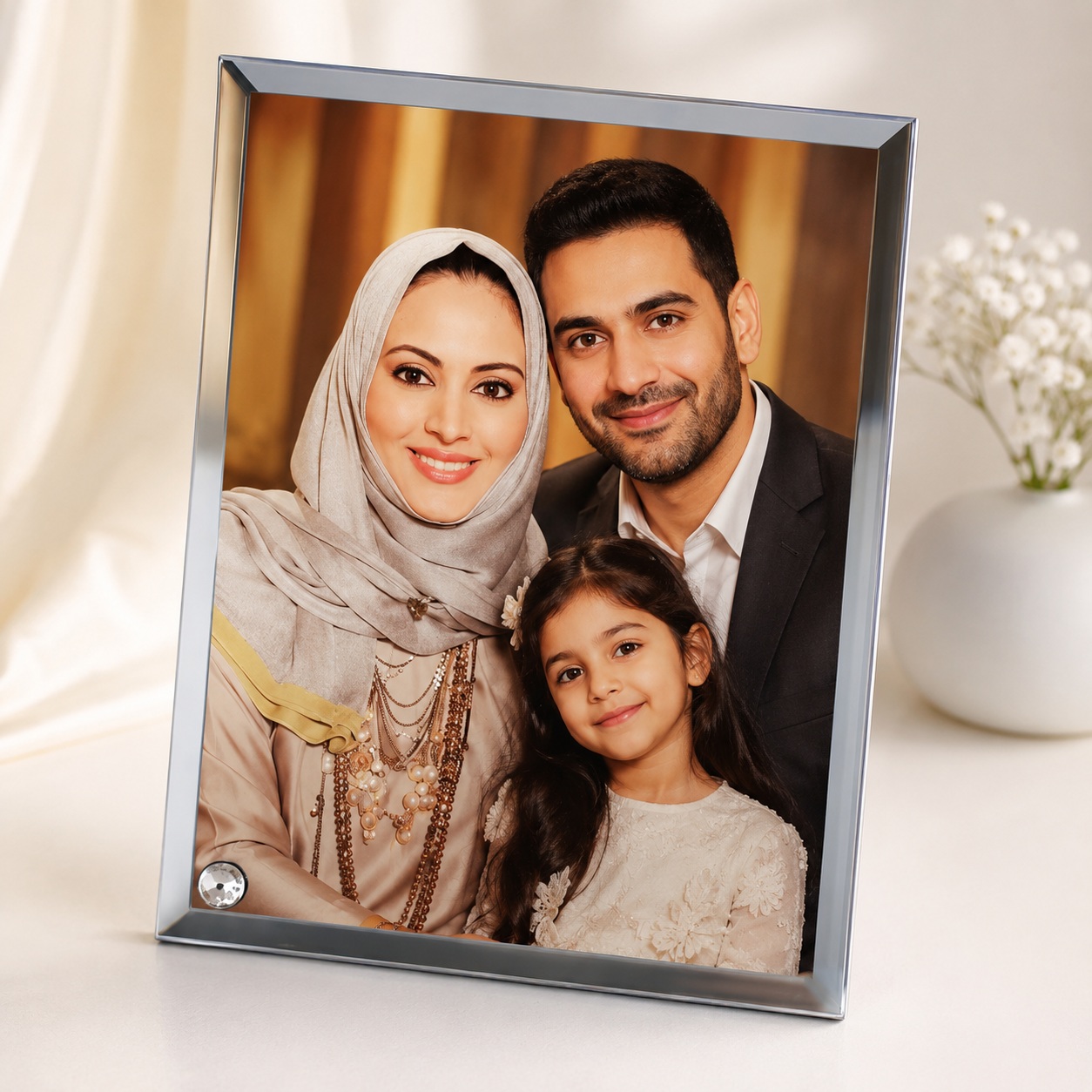 Pllakë Foto (Xham/Akrilik) e Personalizuar me Mbështetëse, 12x23 cm