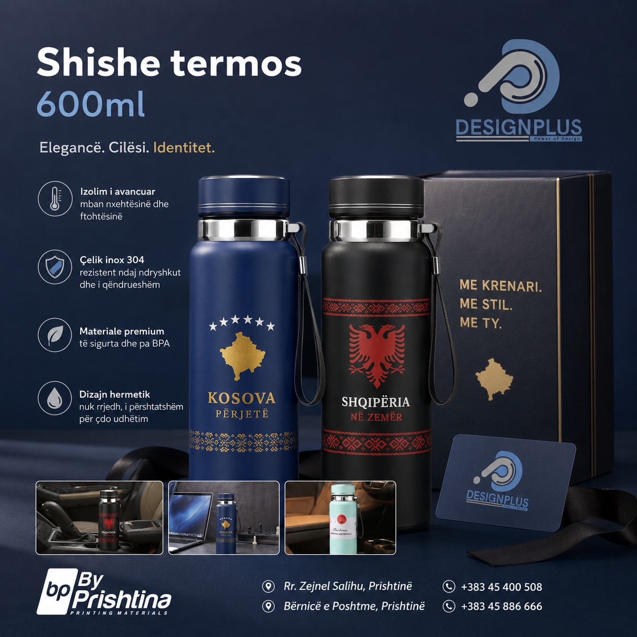 Shishe Termos 600ml e Personalizuar, Inox SUS 304, e Bardhë, Ideale për Sublimim