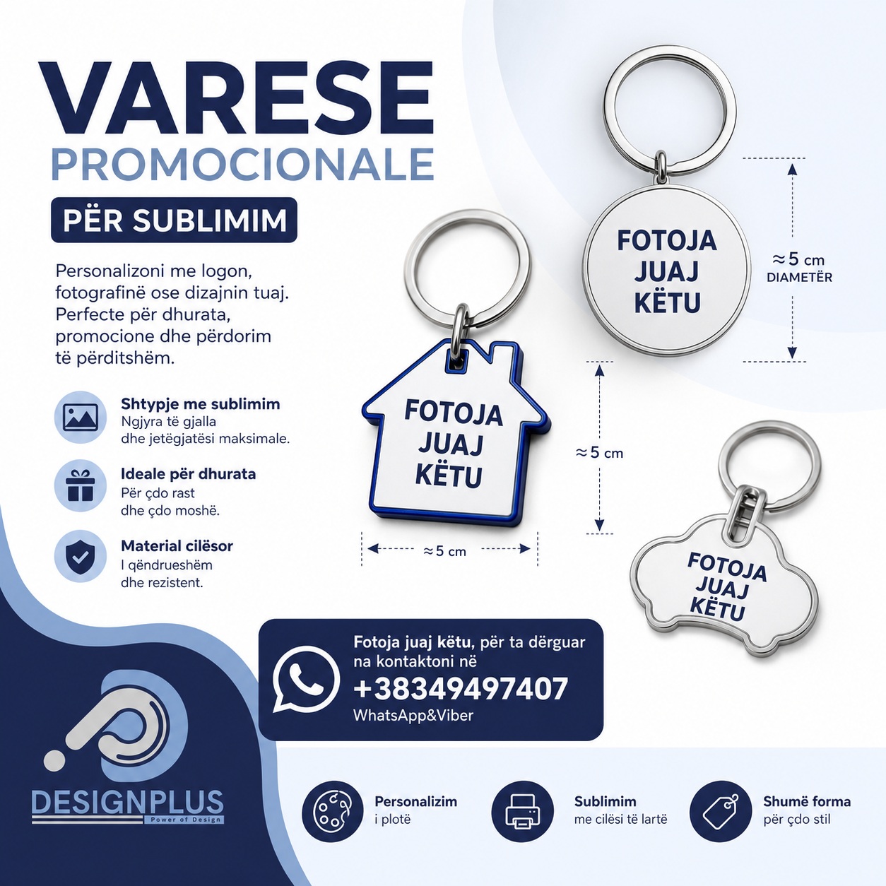 Varëse Çelësash Metalike Promocionale për Sublimim (Forma të Ndryshme)