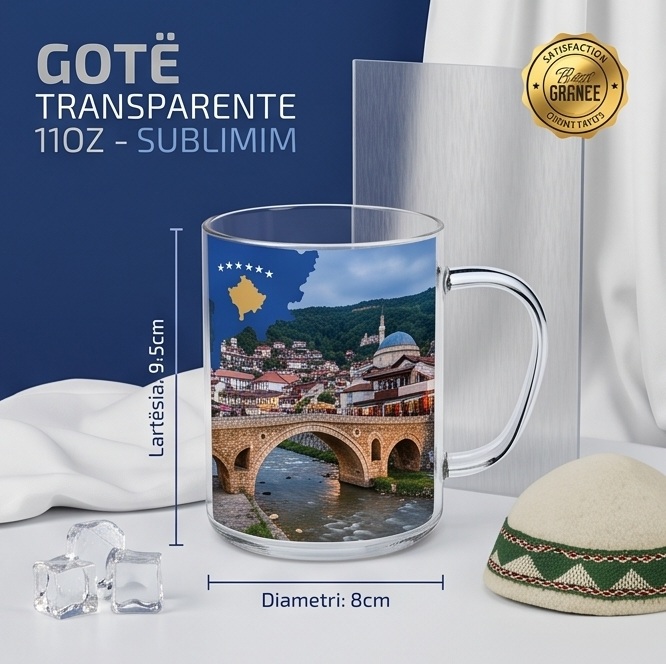 Gotë Xhami Transparente 11oz për Sublimim, Cilësi e Lartë