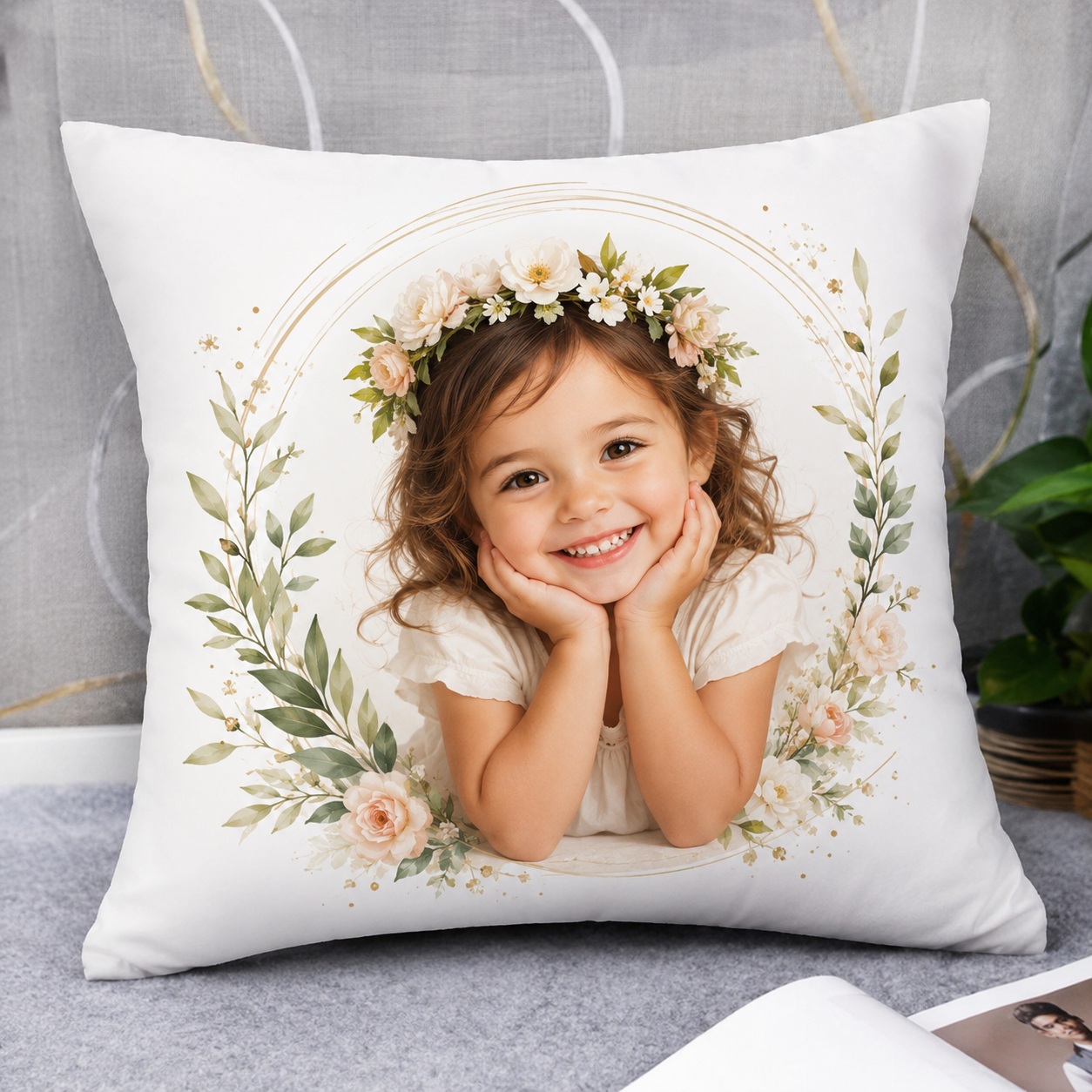 Jastëk i Personalizuar Katror Klasik, Ngjyrë e Bardhë, Dhuratë Elegante Minimaliste