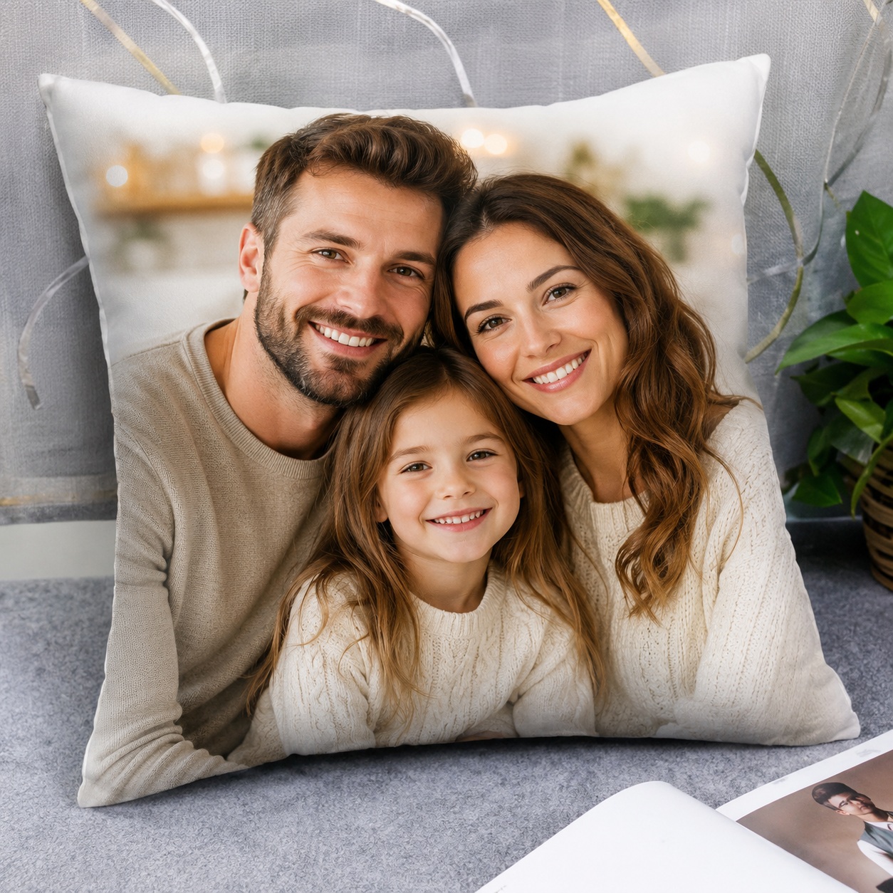 Jastëk i Personalizuar Katror Klasik, Ngjyrë e Bardhë, Dhuratë Elegante Minimaliste