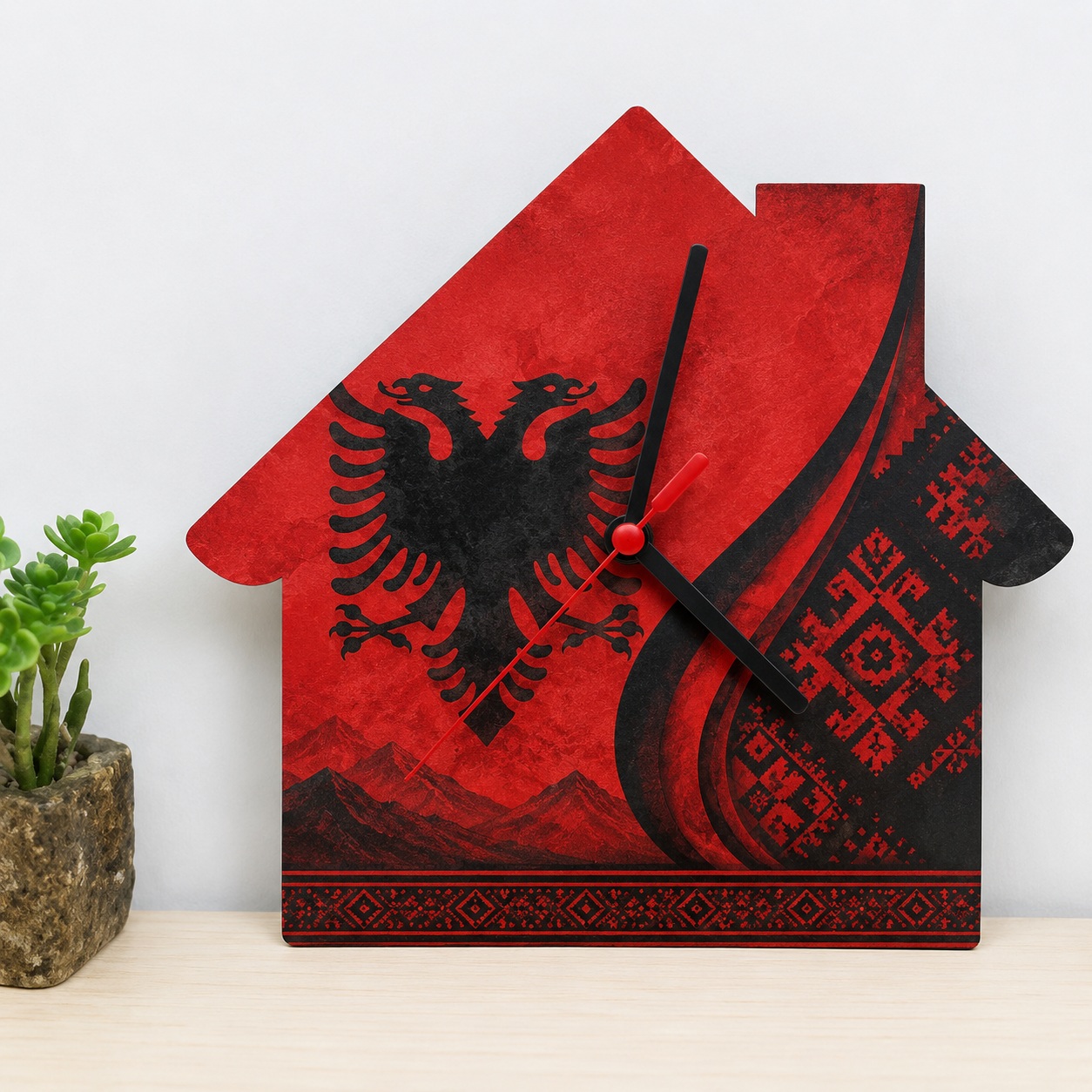 Orë Muri e Personalizuar me Foto, Formë Shtëpie MDF, 20x20 cm