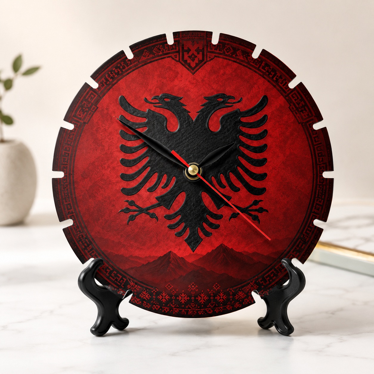 Orë Tavoline e Personalizuar me Foto, e Rrumbullakët MDF me Detaje, 20 cm