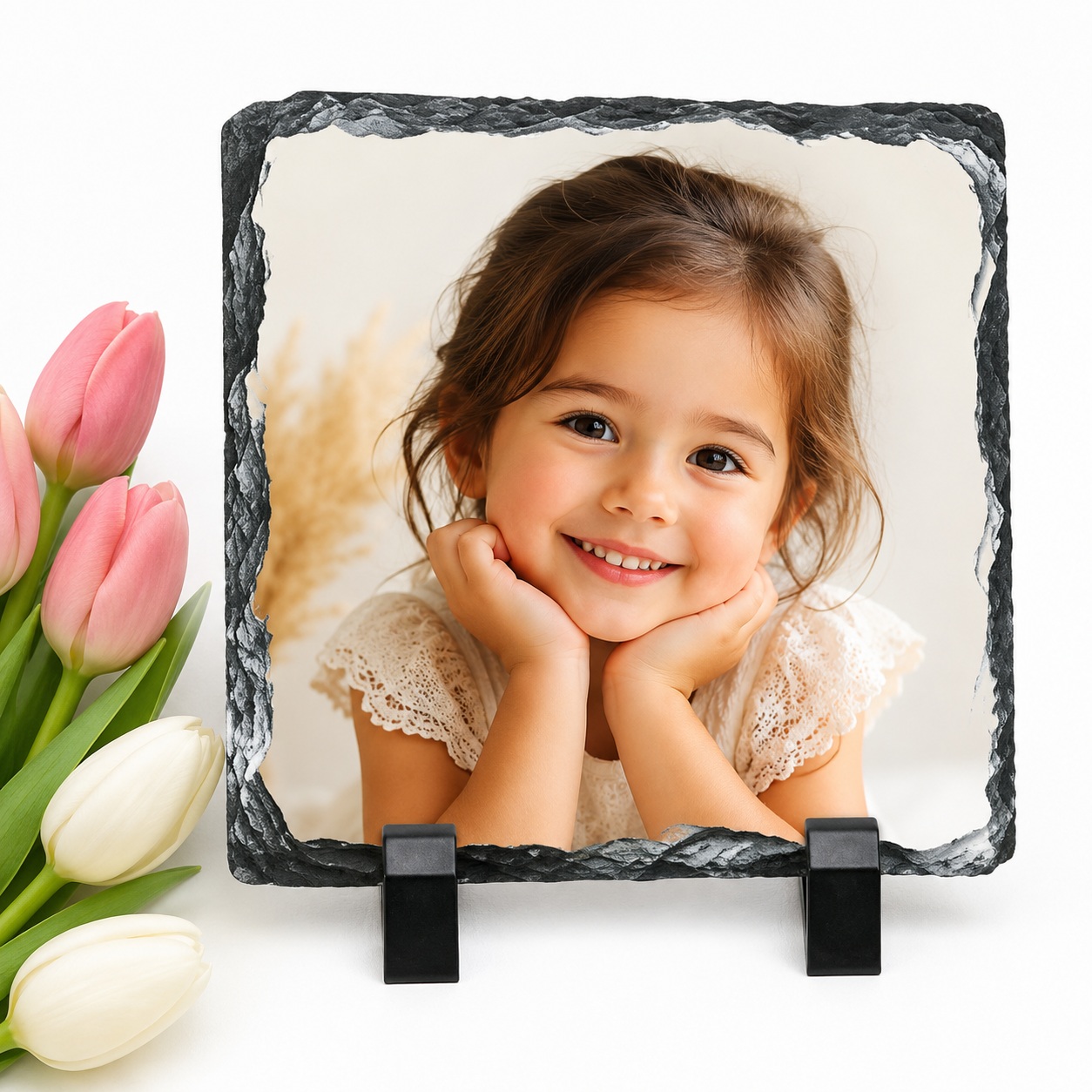 Gur Dekorativ i Personalizuar me Foto, Formë Katrore 20x20 cm, Kujtim Elegant për Shtëpi