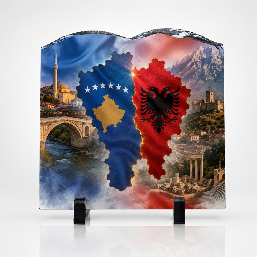 Gur Dekorativ i Personalizuar me Foto, Formë me Hark të Valëzuar 20x20 cm, Dhuratë Elegante