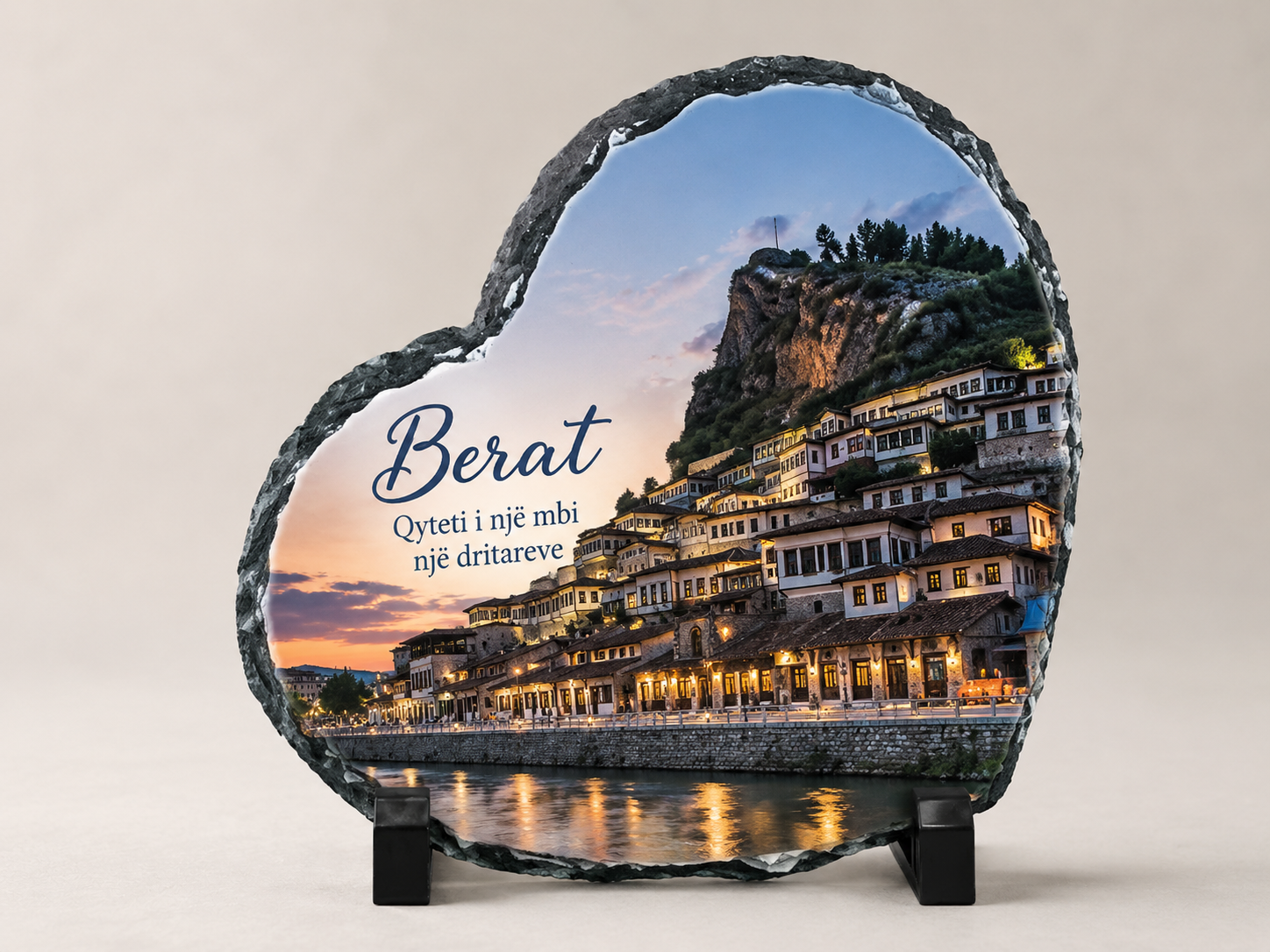 Gur dekorativ në formë zemre 20x20 cm, i personalizuar me foto - foto 3