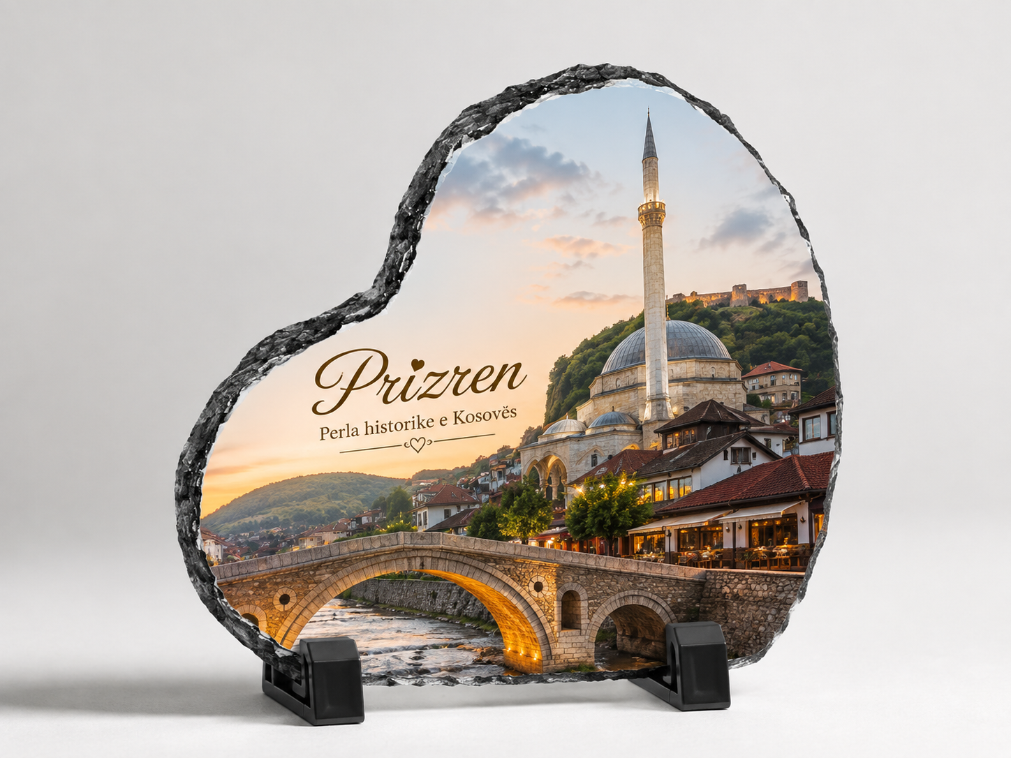 Gur dekorativ në formë zemre 20x20 cm, i personalizuar me foto - foto 4