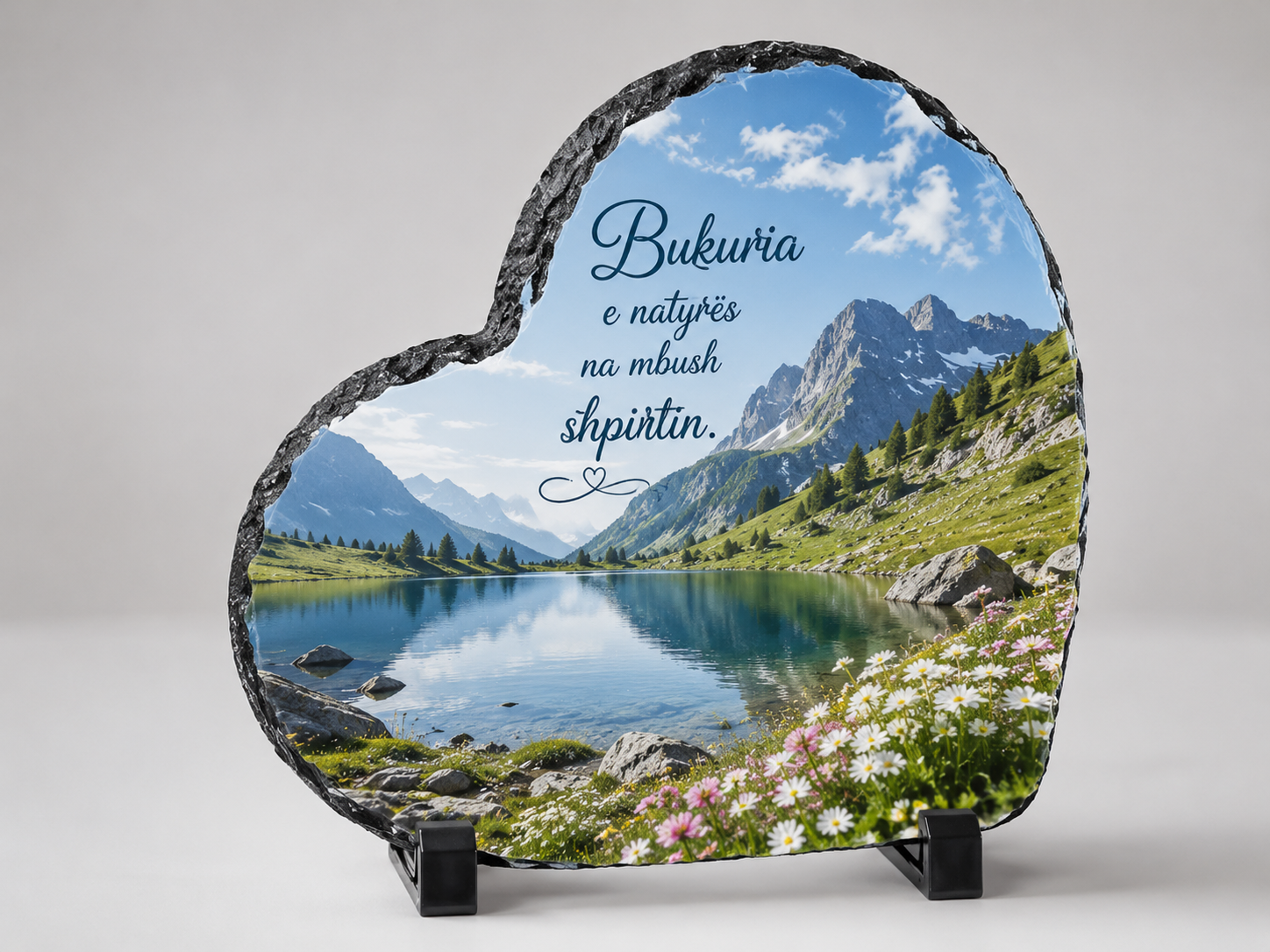 Gur dekorativ në formë zemre 20x20 cm, i personalizuar me foto - foto 5