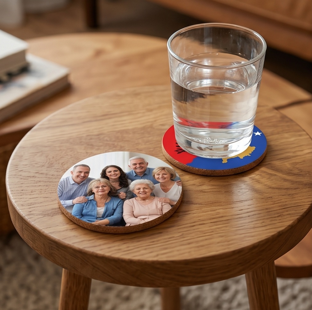 Shtresë Promocionale për Pije (Coaster) për Sublimim, Bazë Kork