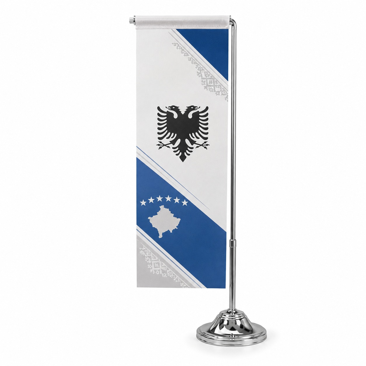 Flamur Tavoline Vertikal i Personalizuar, 10x20cm me Bazament Metalik