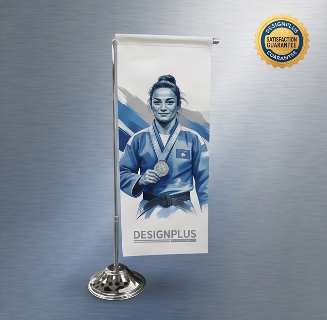 Flamur Tavoline Vertikal i Personalizuar, 10x20cm me Bazament Metalik