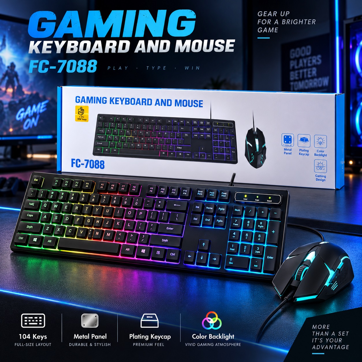 Set Gaming FC-7088 – Tastierë dhe Maus me Ndriçim Shumëngjyrësh – foto 5