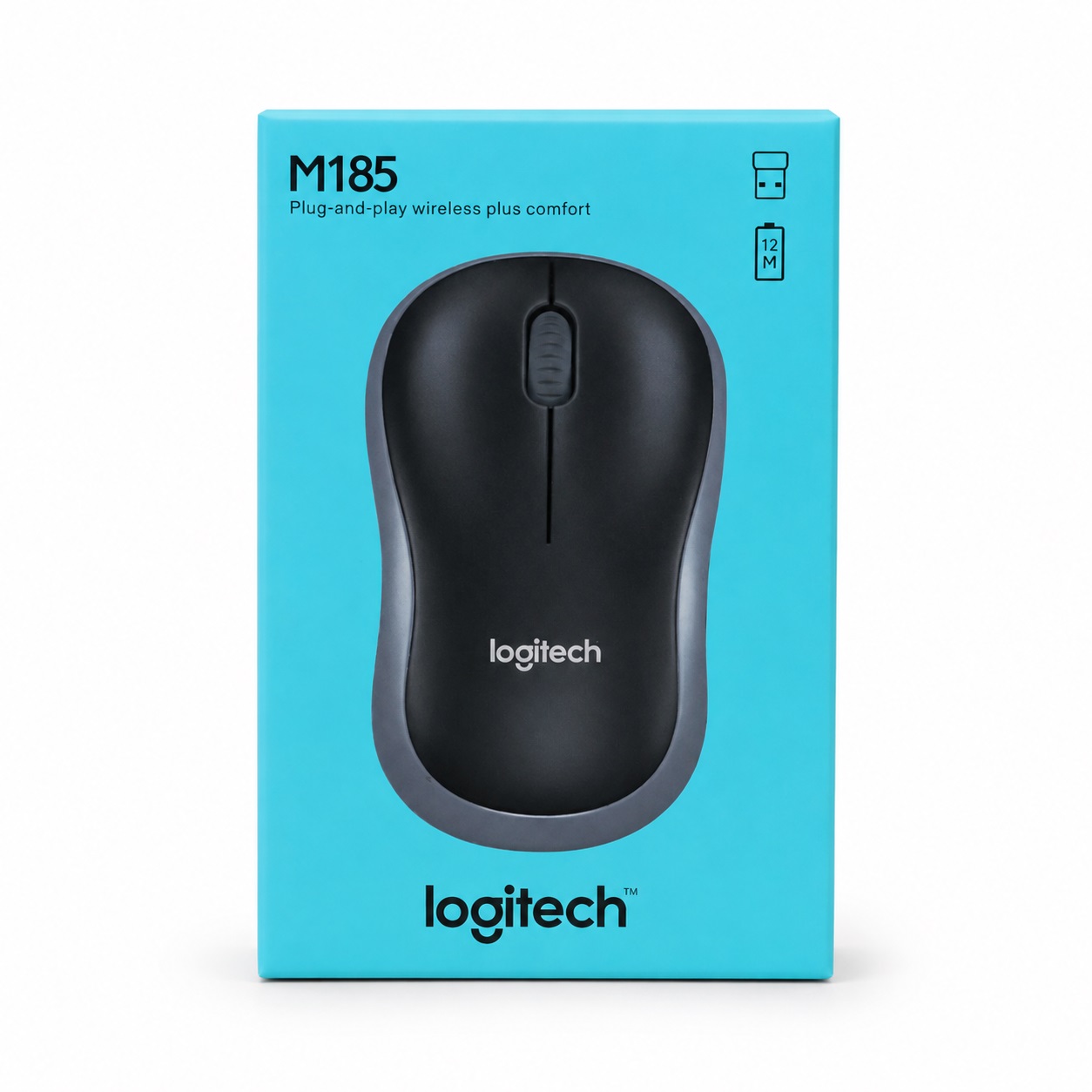 Maus Wireless Logitech M185 me Nano Marrës USB, Plug-and-Play dhe Bateri deri në 12 Muaj – i zi/gri