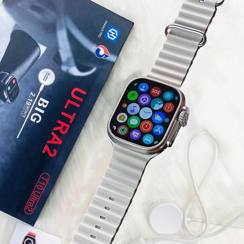 Smartwatch T10 Ultra 2 me Ekran 2.19", 100+ Sports Modes dhe Karikim Magnetik - Black - foto 1