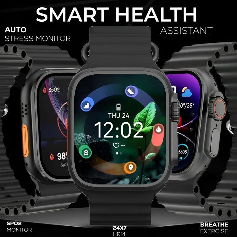 Smartwatch T10 Ultra 2 me Ekran 2.19", 100+ Sports Modes dhe Karikim Magnetik - Black - foto 4