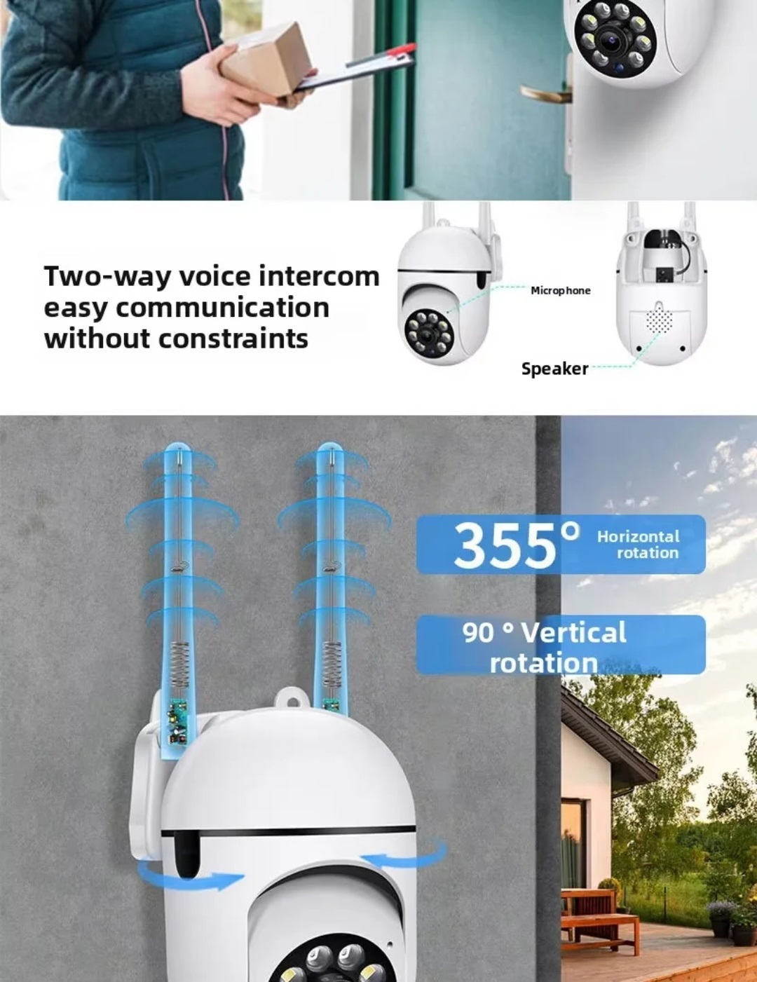 Kamerë Wi-Fi A7 PTZ 360° me Shikim Natën dhe Audio në Dy Drejtime – foto 2