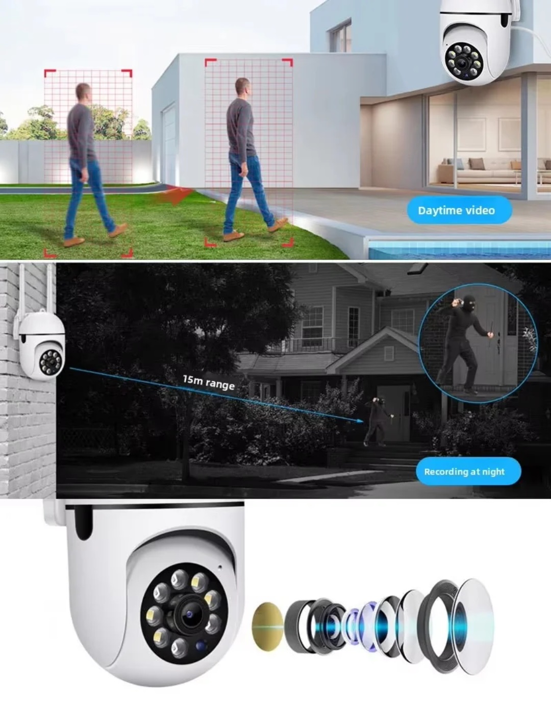 Kamerë Wi-Fi A7 PTZ 360° me Shikim Natën dhe Audio në Dy Drejtime – foto 4