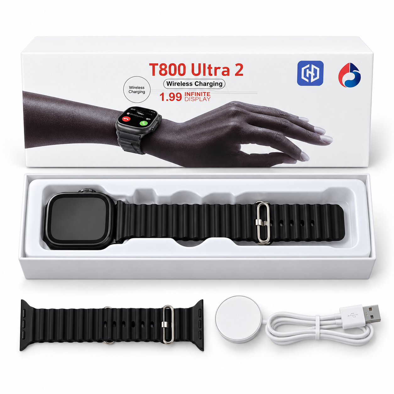 Orë Inteligjente T800 Ultra me Ekran 1.9″ dhe Rrip të Zi