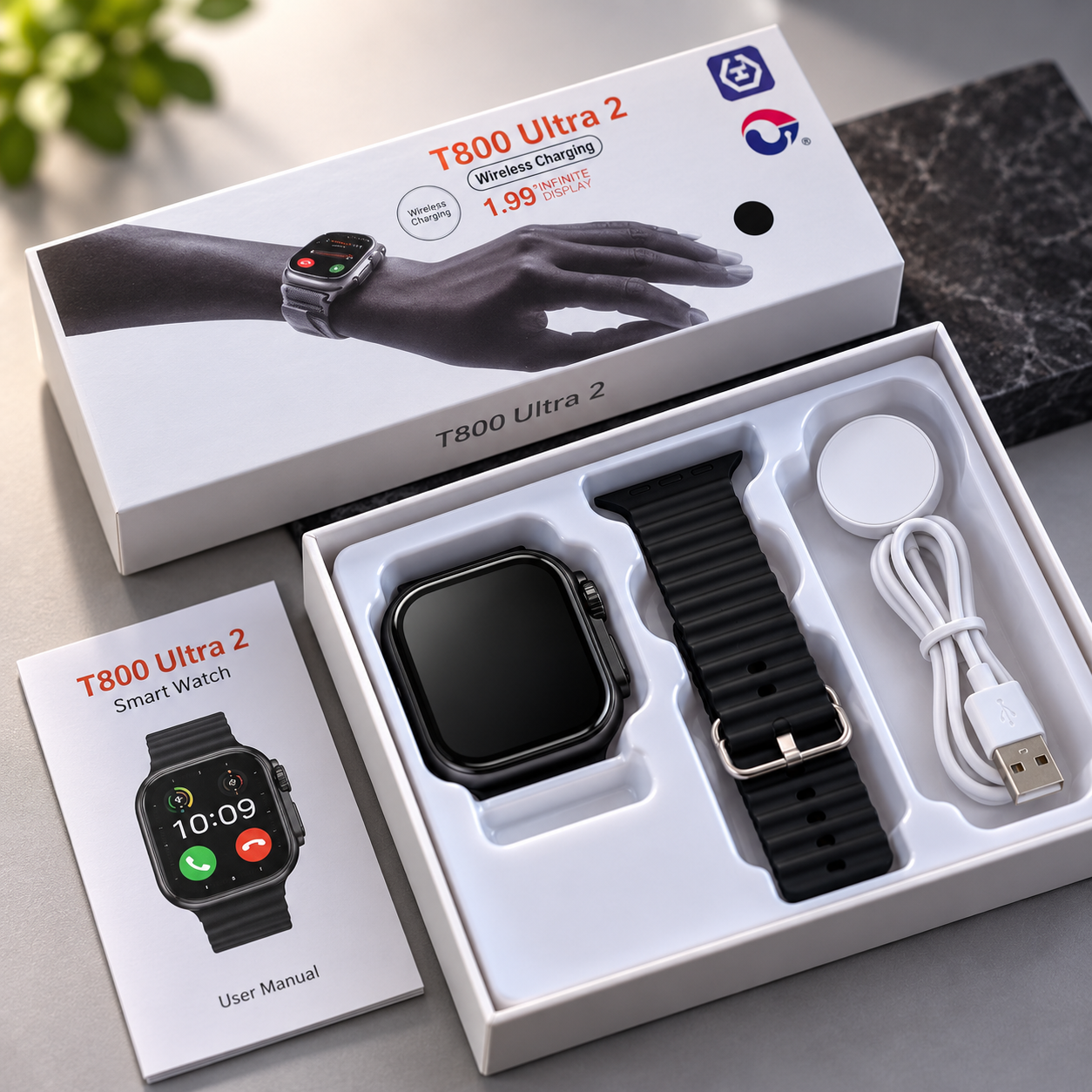 Orë Inteligjente T800 Ultra me Ekran 1.9″ dhe Rrip të Zi – foto 4