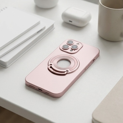 Mbrojtëse Elegante me Unazë MagSafe për iPhone 12 Pro Max (Rozë)