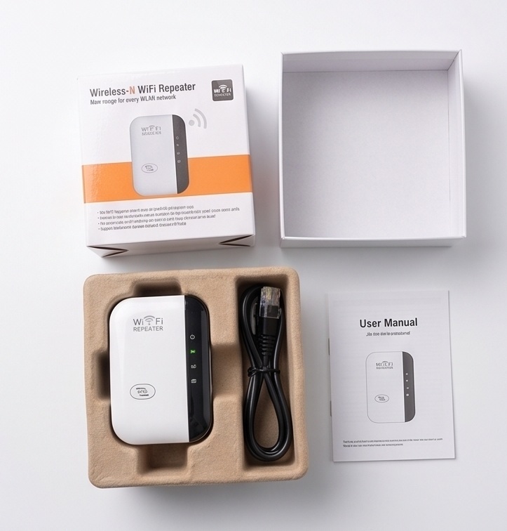Zgjerues i Sinjalit WiFi (Repeater) Wireless-N, me lidhje të qëndrueshme pa tela, për përdorim të përditshëm, e bardhë/e zezë