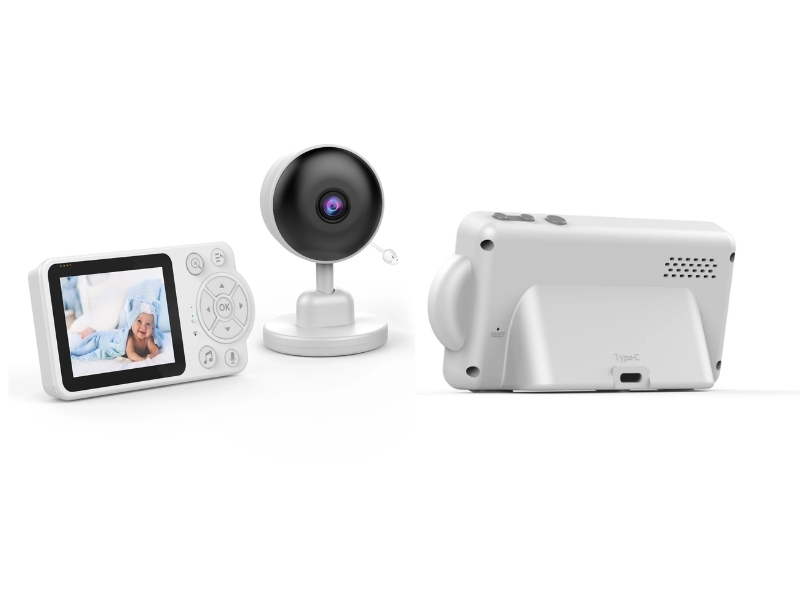 Baby Monitor Camera 480P Pan/Tilt, me kënd të gjerë përdorimi, për shtëpi, familje dhe siguri, ngjyrë e bardhë