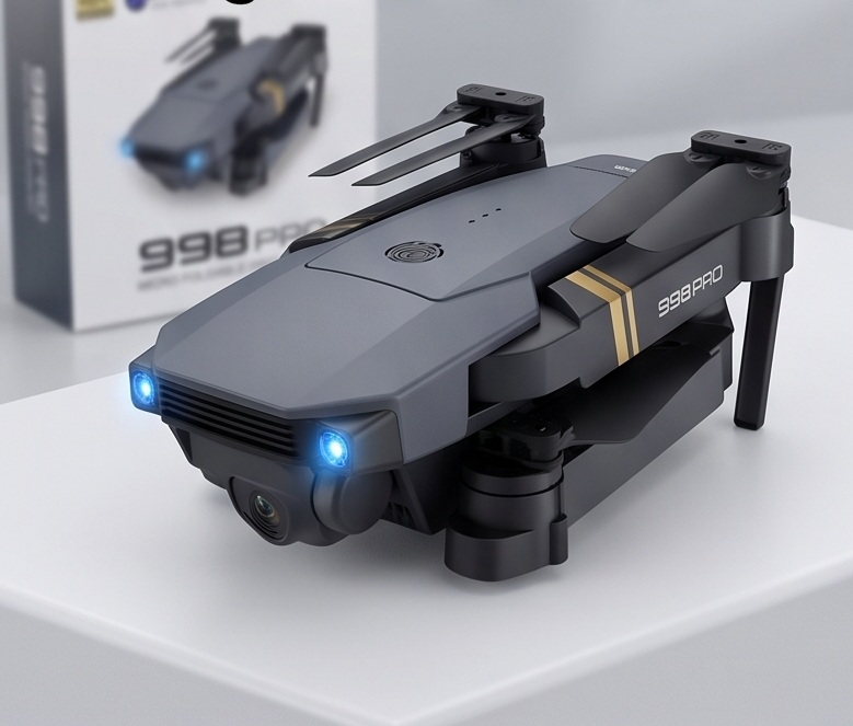 Dron Profesional i Palosshëm 998 PRO me Kamera, me dizajn modern dhe funksional, për përdorim të përditshëm, e hirtë (mat)