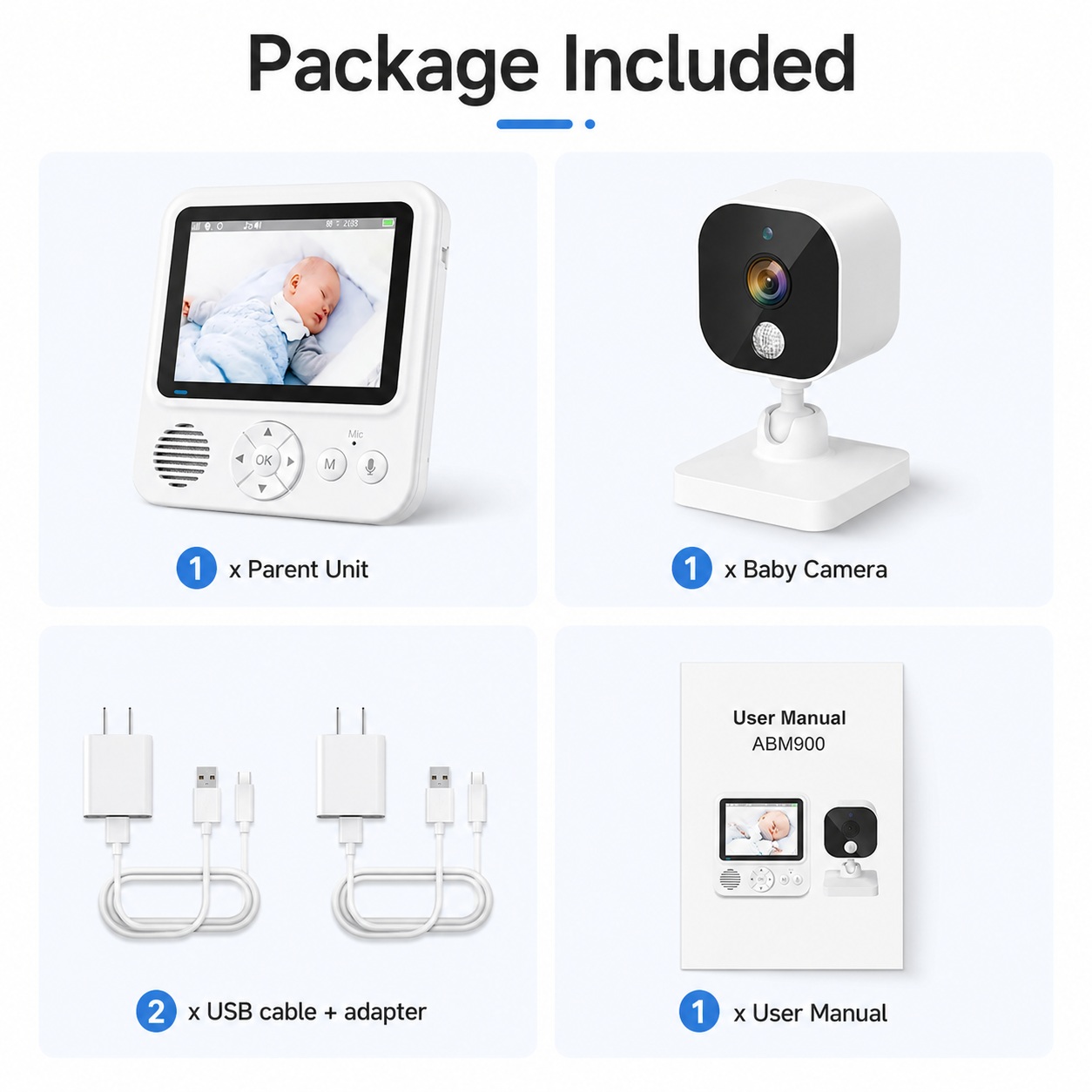 Kamerë Baby Monitor me ekran 3.5 inc, vizion nate dhe Kontroll në Distancë