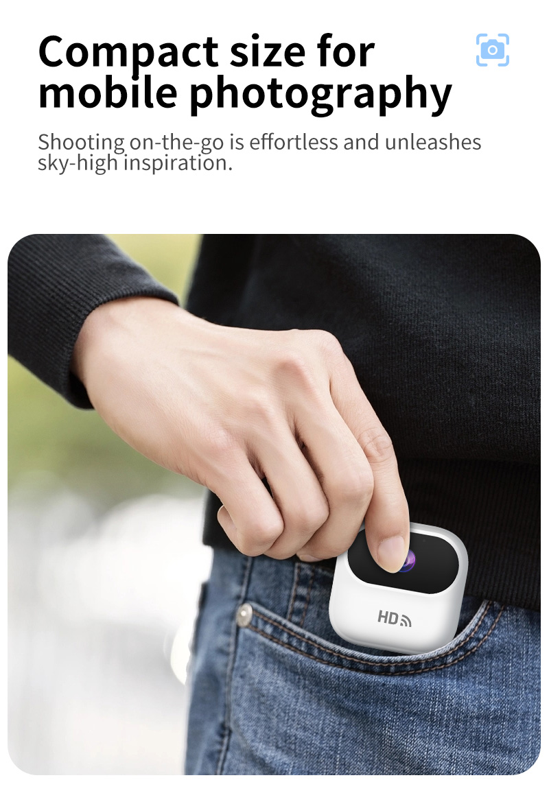 Mini Kamera Inteligjente WiFi me Mbajtëse, me lidhje të qëndrueshme pa tela, për shtëpi, familje dhe siguri, ngjyrë e bardhë