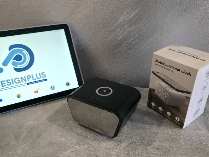 Ora Alarm me Karikim Wireless, me lidhje Bluetooth pa tela, për shtëpi, zyrë dhe udhëtime, ngjyrë e zezë