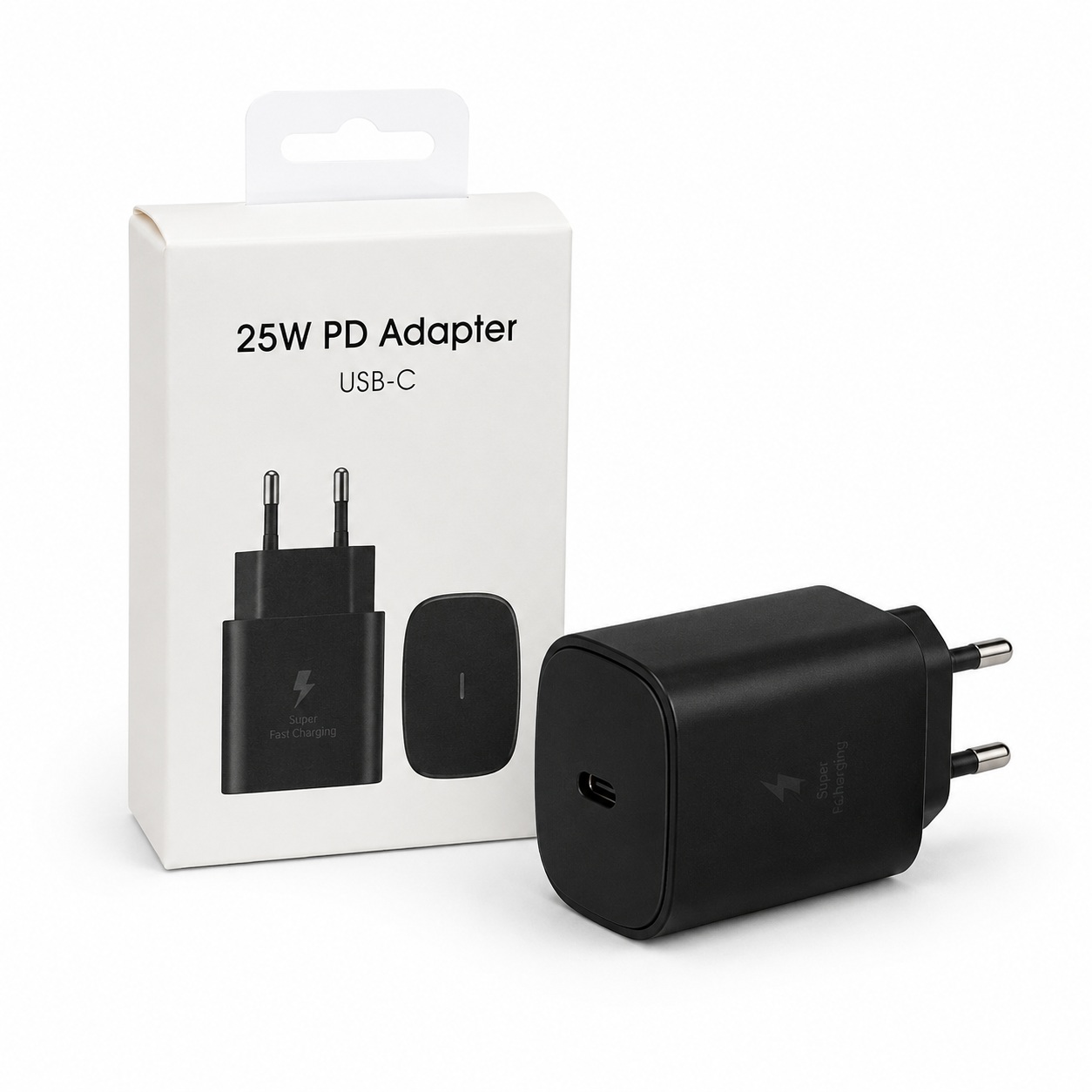 Adapter Karikimi 25W PD USB-C (Super Fast Charging), me karikim të shpejtë, për shtëpi, zyrë dhe udhëtime, ngjyrë e zezë