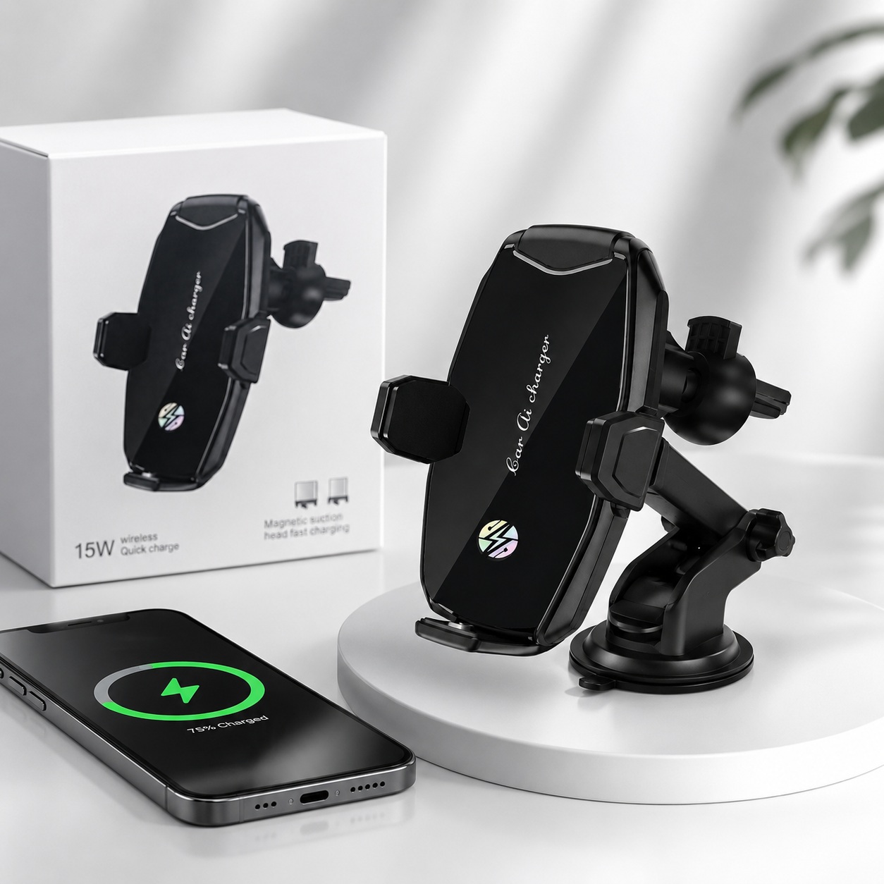 Mbajtëse Telefoni Inteligjente për Makinë me Karikim Wireless 15W