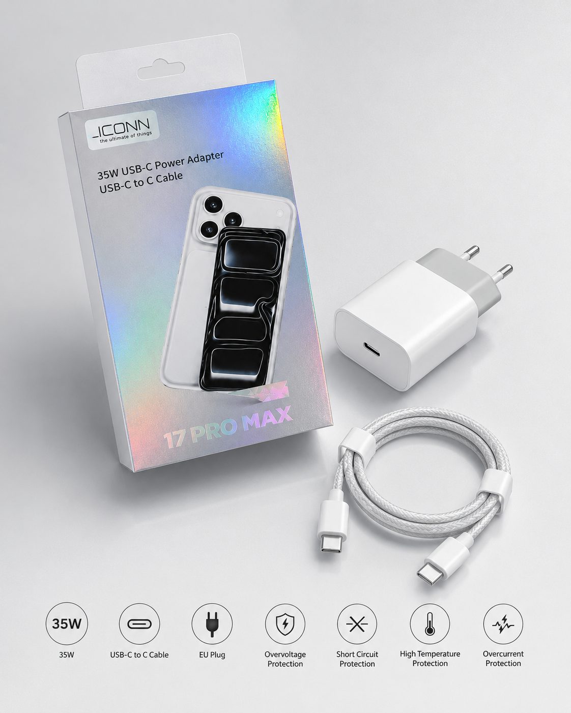 Adapter iConn 35W USB-C PD me karikim të shpejtë