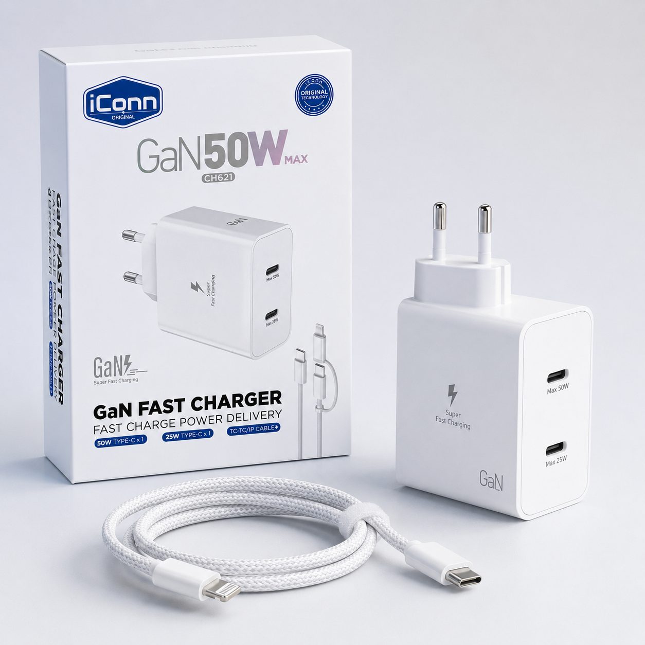 Karikues iConn CH621 GaN 50W me USB-C dhe USB-A - foto 4