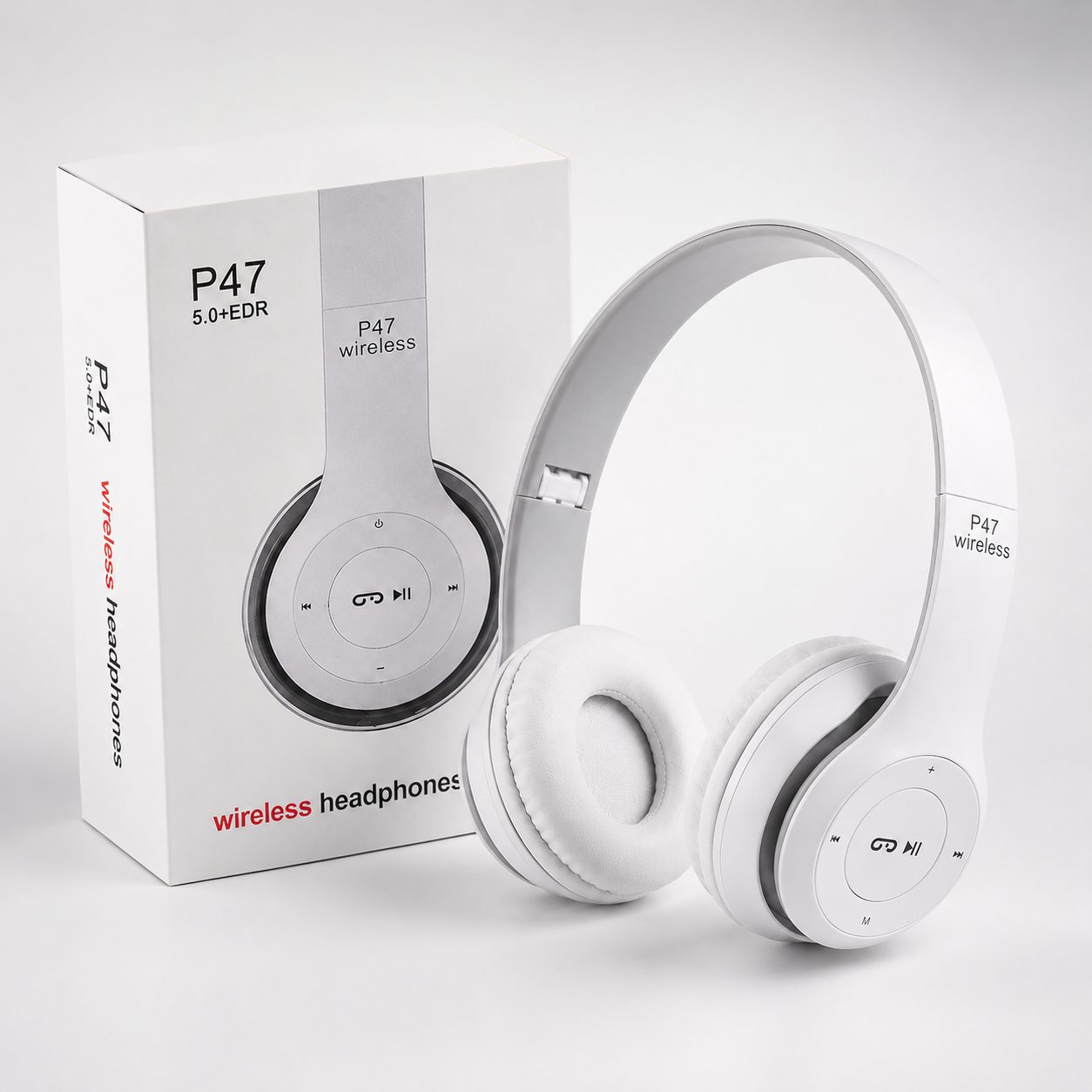 Kufje Wireless P47 me Bluetooth, ngjyrë e bardhë - foto 4