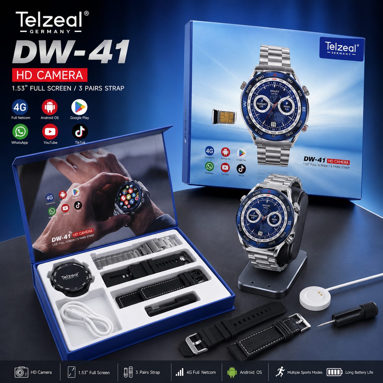 Orë Smart Telzeal DW-41 me ekran HD dhe modalitete sportive - foto 6