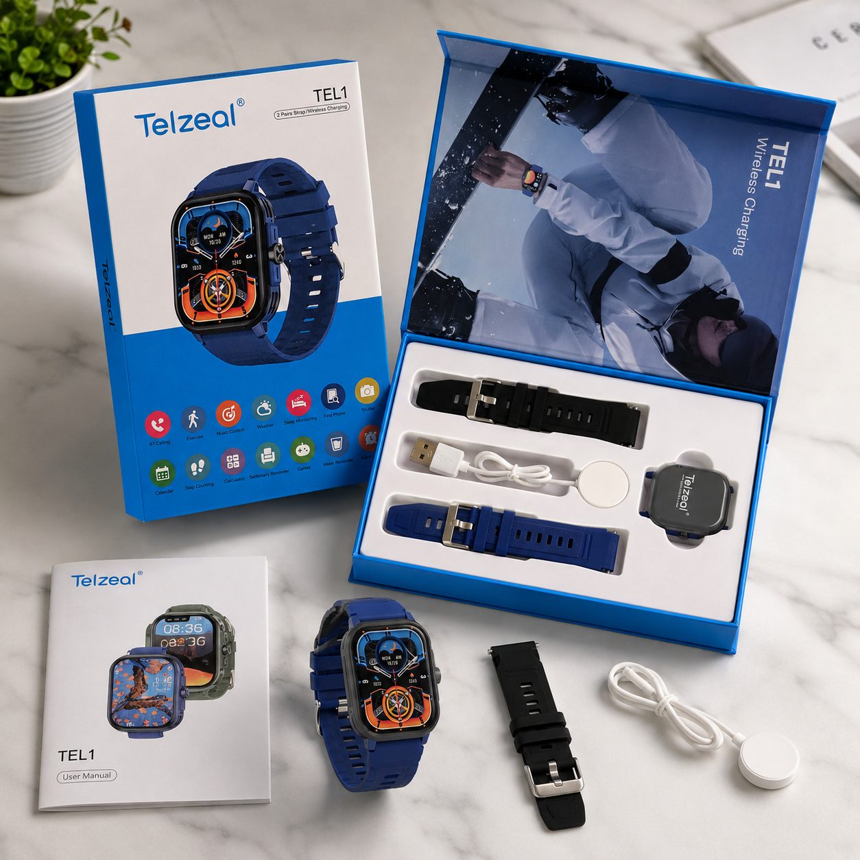 Orë Smart Telzeal TEL1 me ekran të madh dhe rrip silikoni - foto 4